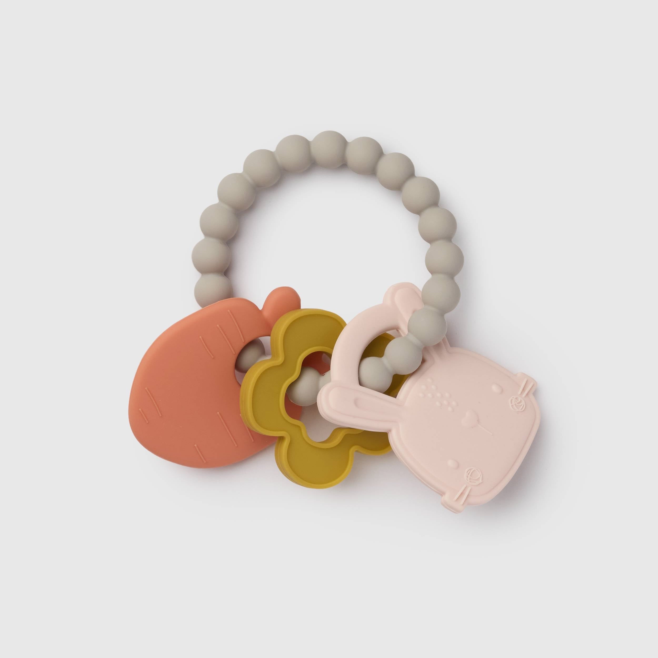 Loulou Lollipop Teething Charms in Bunny — front view on white background
