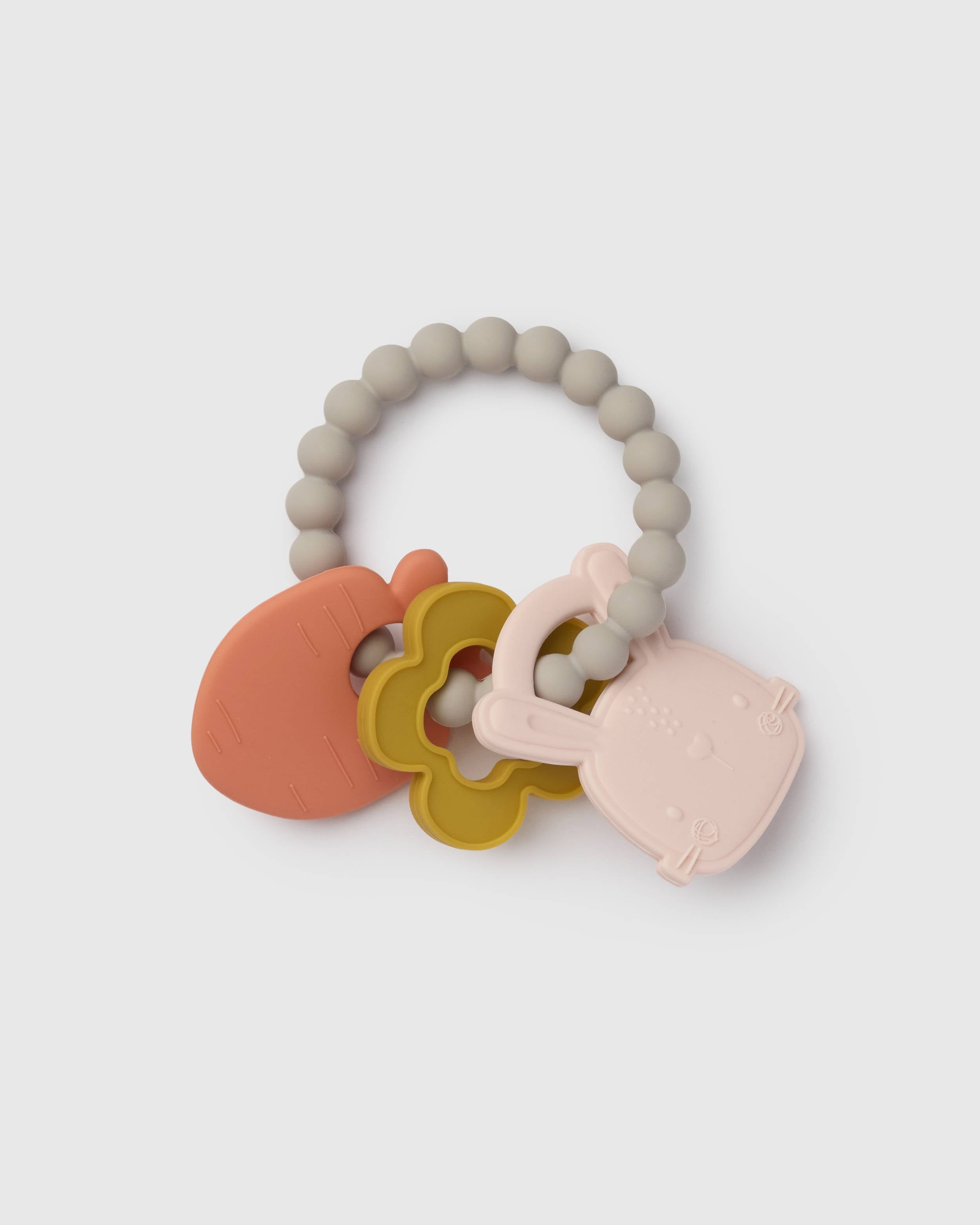 Loulou Lollipop Teething Charms in Bunny — front view on white background