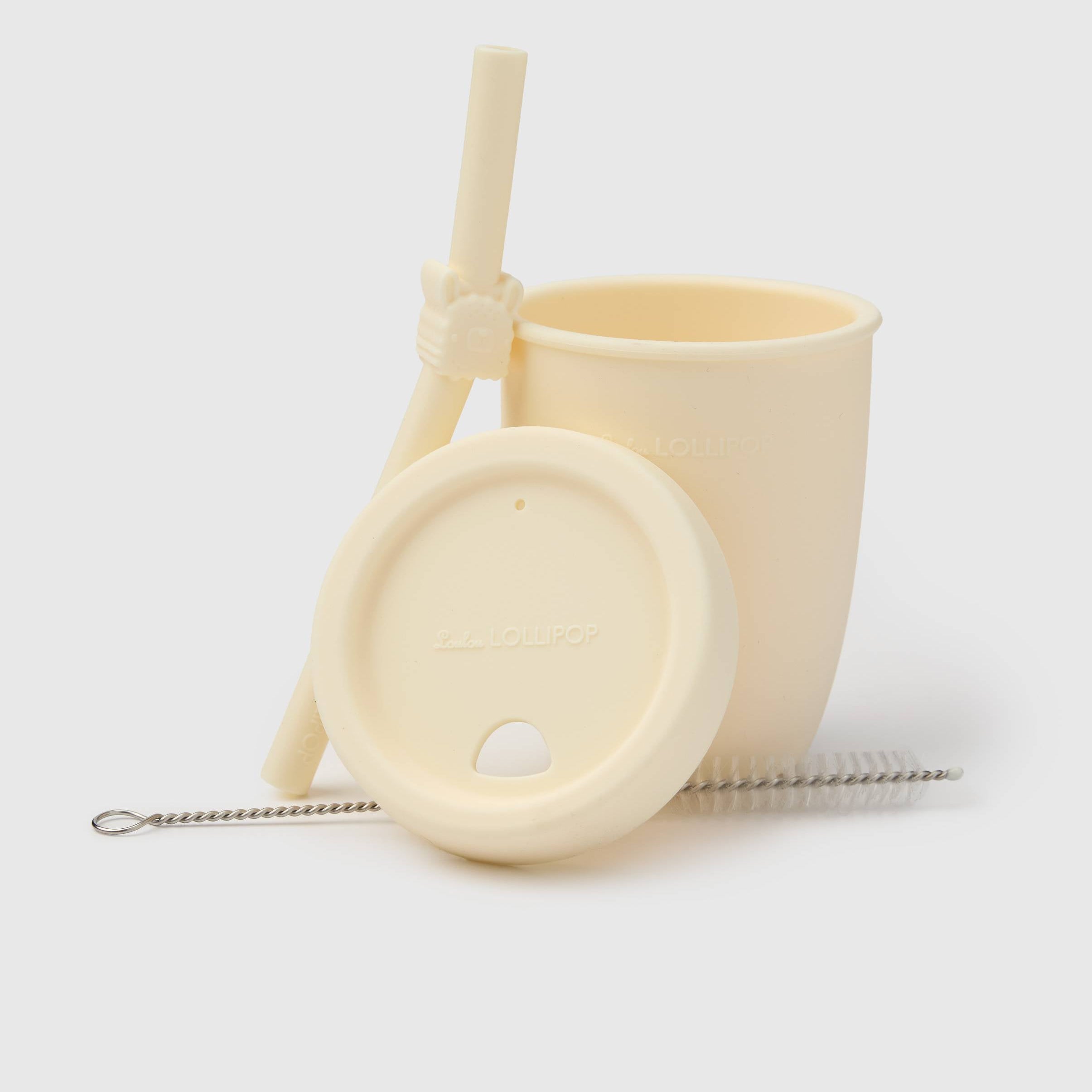 Loulou Lollipop Cup with Straw in Llama — front view on white background