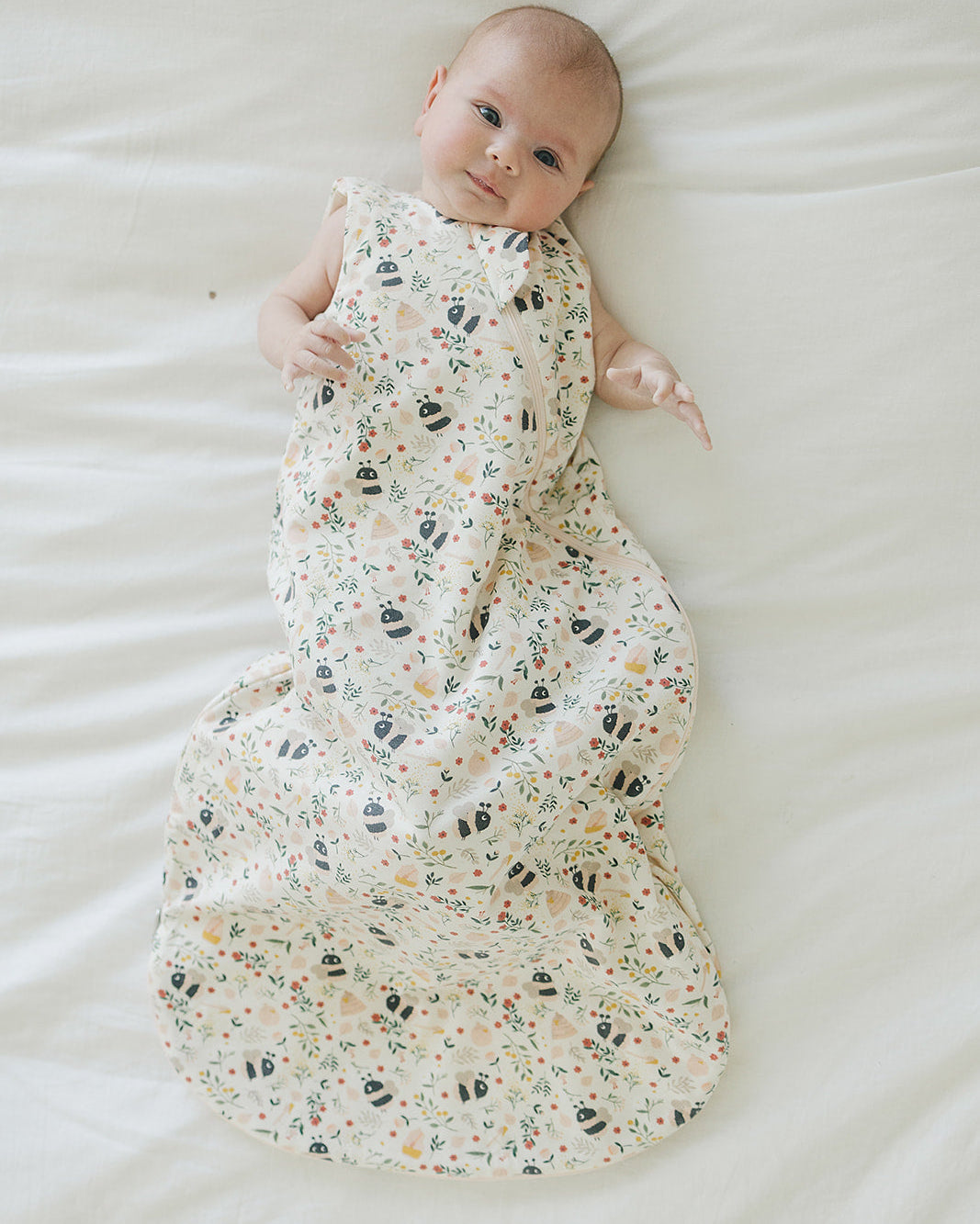 Loulou Lollipop TENCEL™ baby sleep sack 1.0 TOG in Bumble Bees — front view on white background