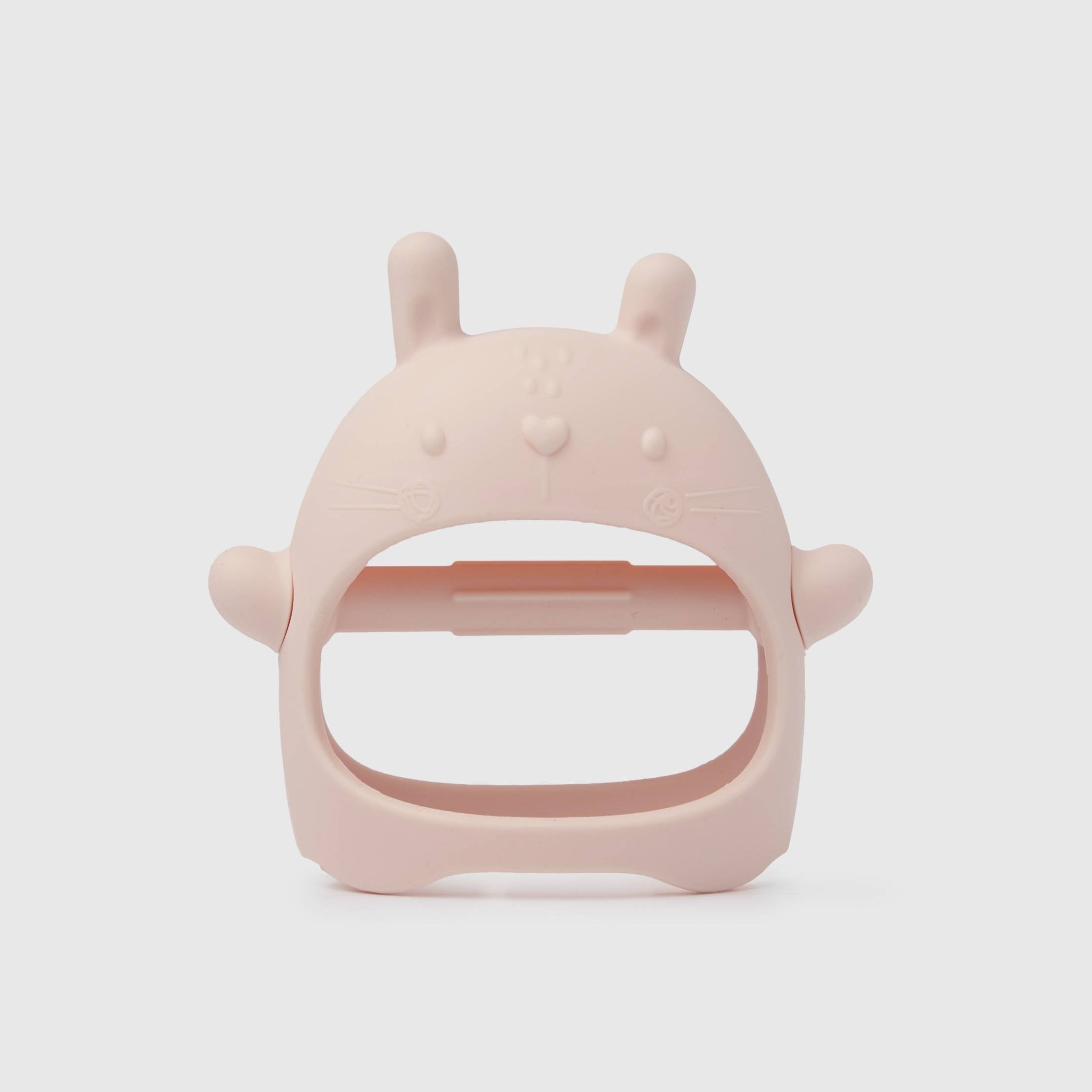 Loulou Lollipop Teething Mitt in Bunny — front view on white background