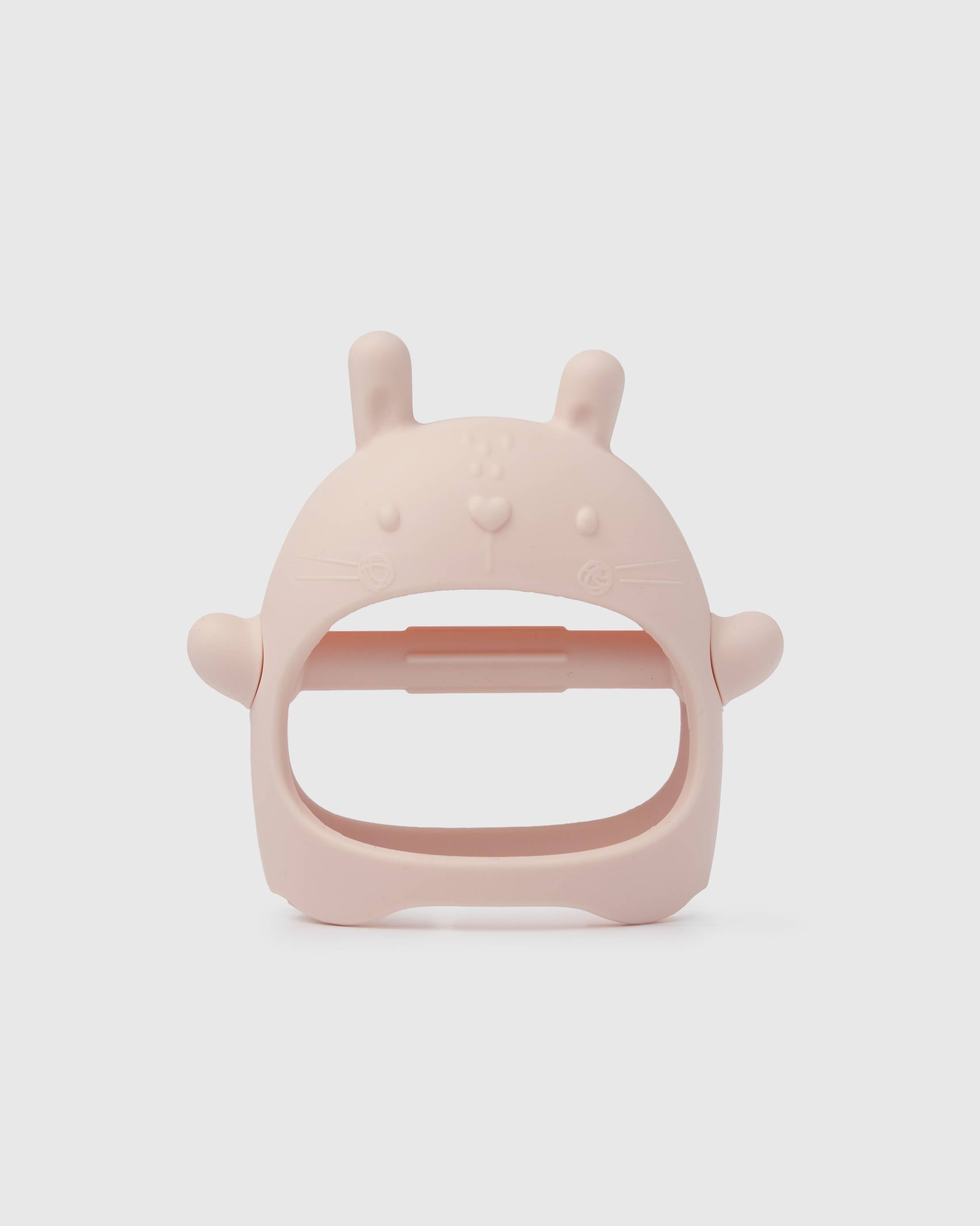 Loulou Lollipop Teething Mitt in Bunny — front view on white background