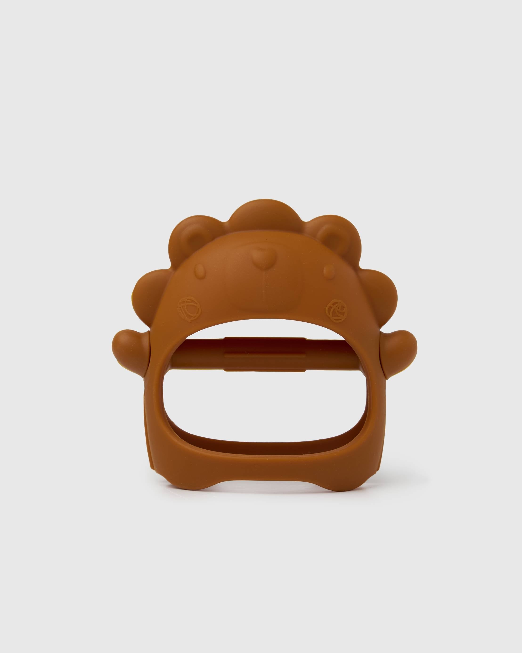 Loulou Lollipop Teething Mitt in Lion — front view on white background