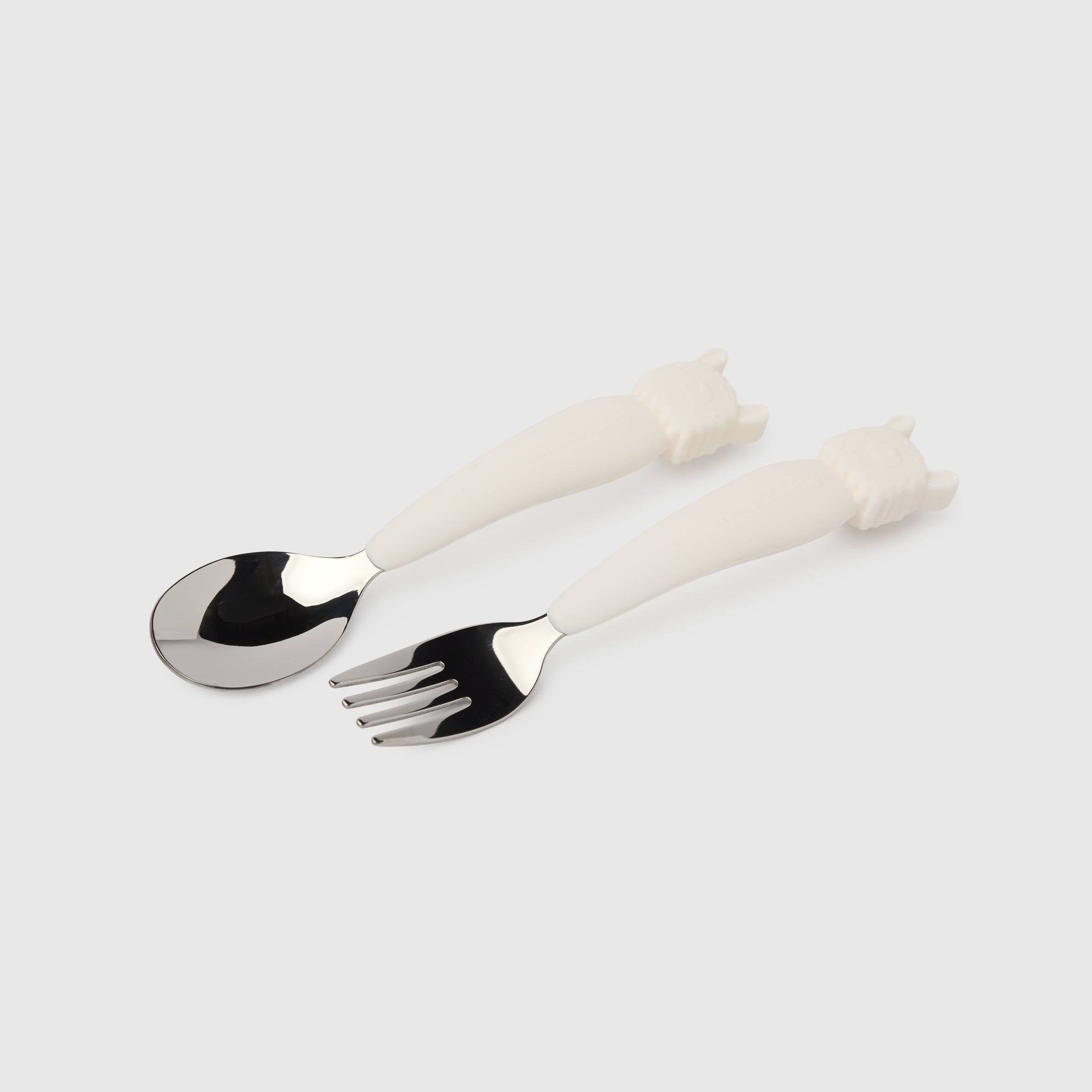 Loulou Lollipop Kids Utensils Set in Llama — front view on white background