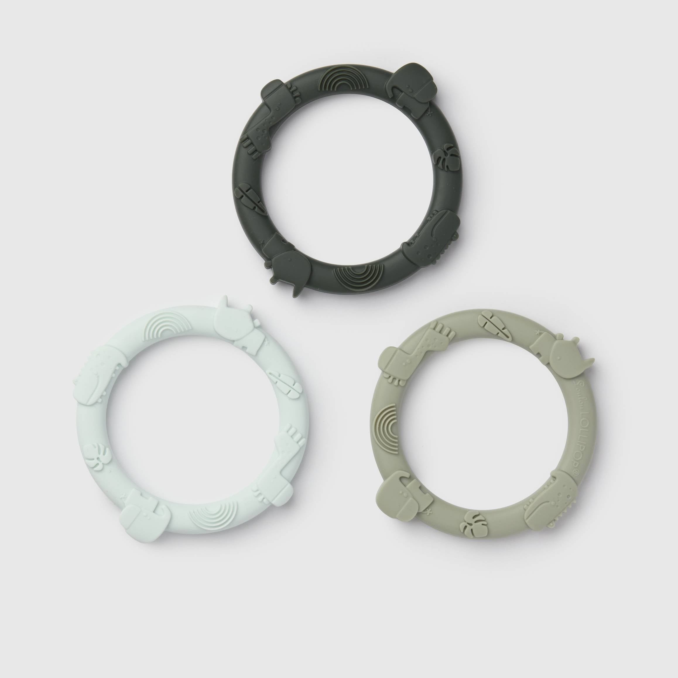 Loulou Lollipop FDA-compliant food-grade silicone teether Sage Green — front view on white background