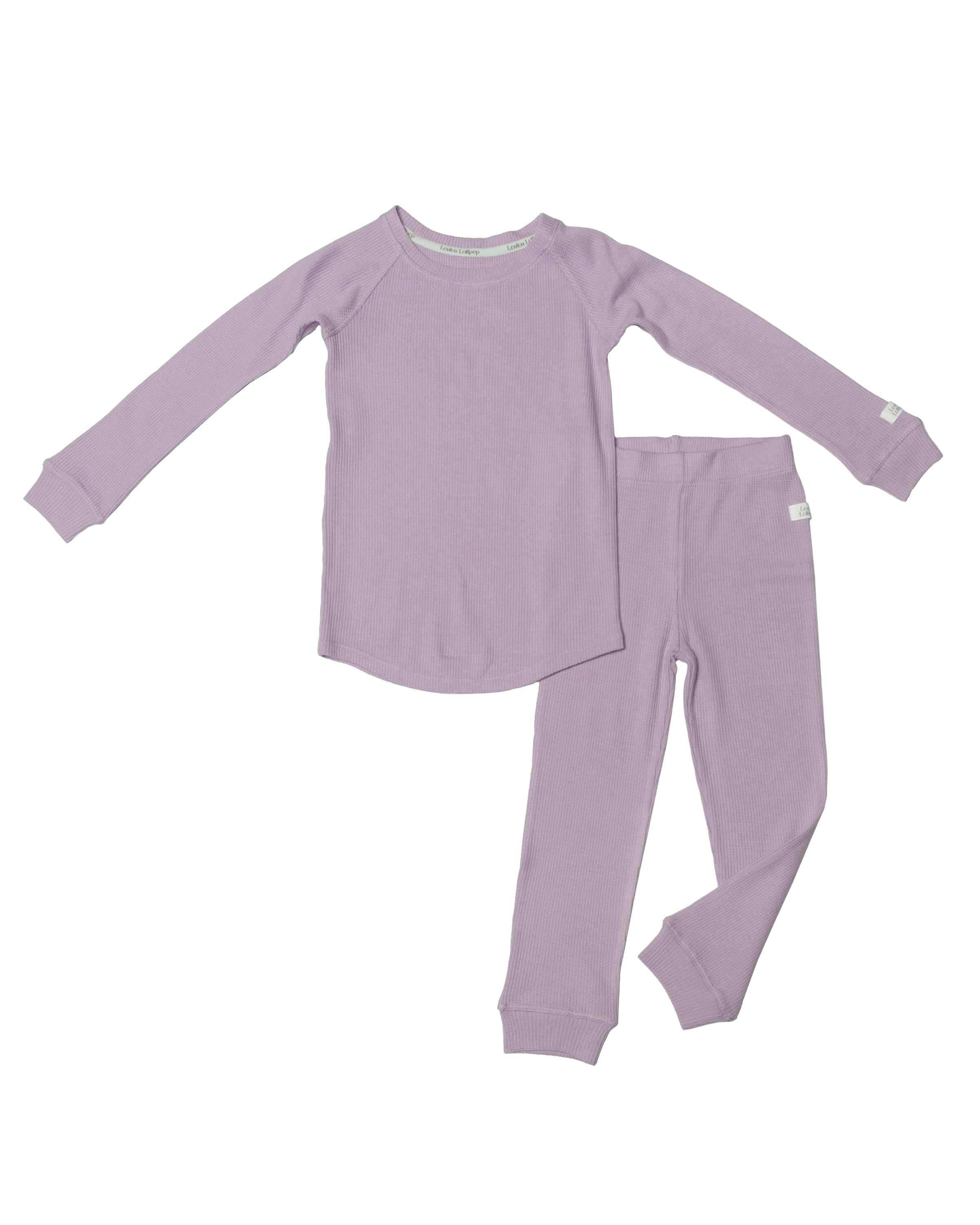 Waffle-Long-Sleeve-Pajama-Set-Lavender-2