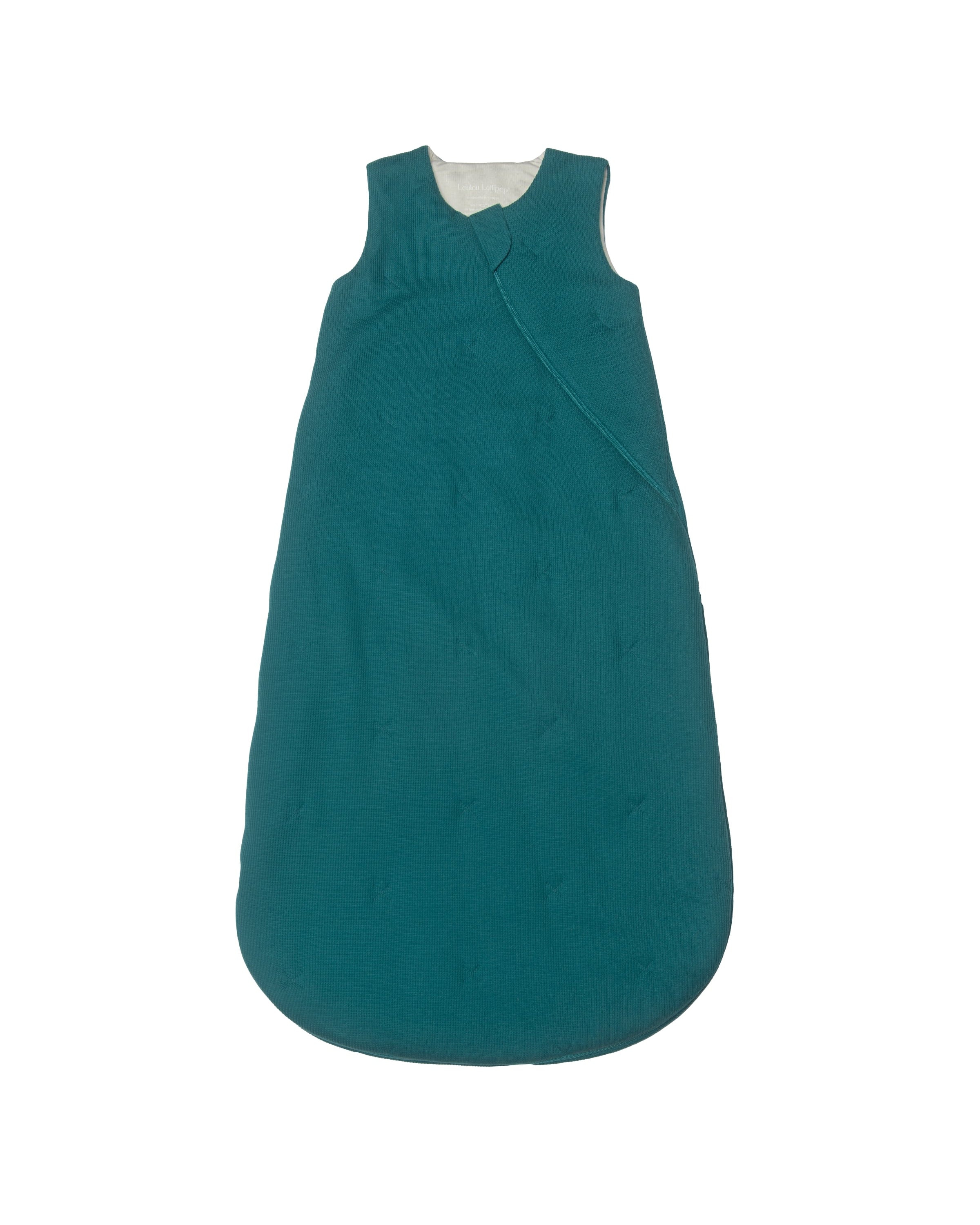 Loulou Lollipop TENCEL™ waffle baby sleep sack 1.0 TOG in Peacock — front view on white background