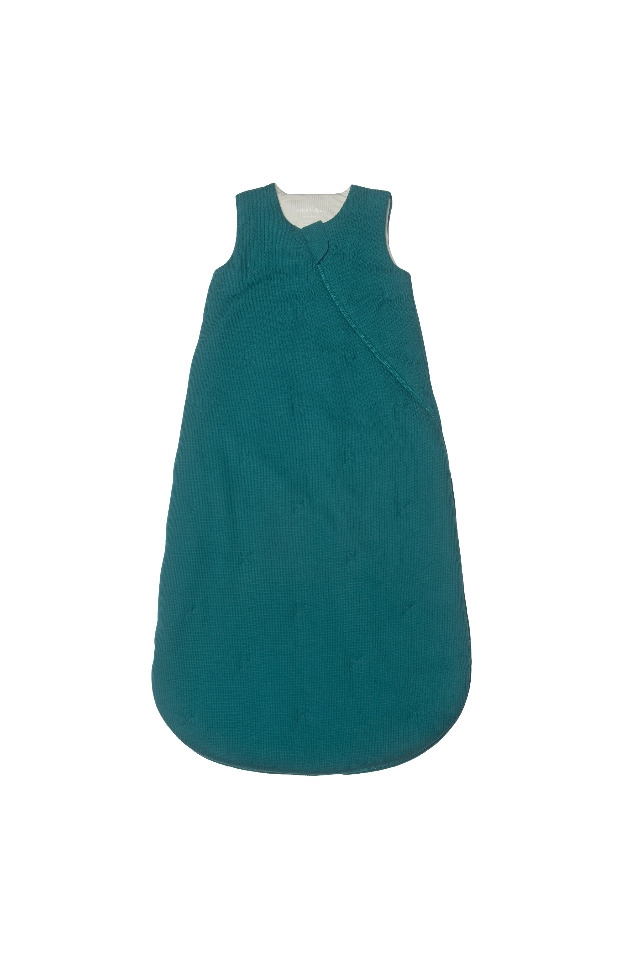 Loulou Lollipop TENCEL™ waffle baby sleep sack 1.0 TOG in Peacock — front view on white background