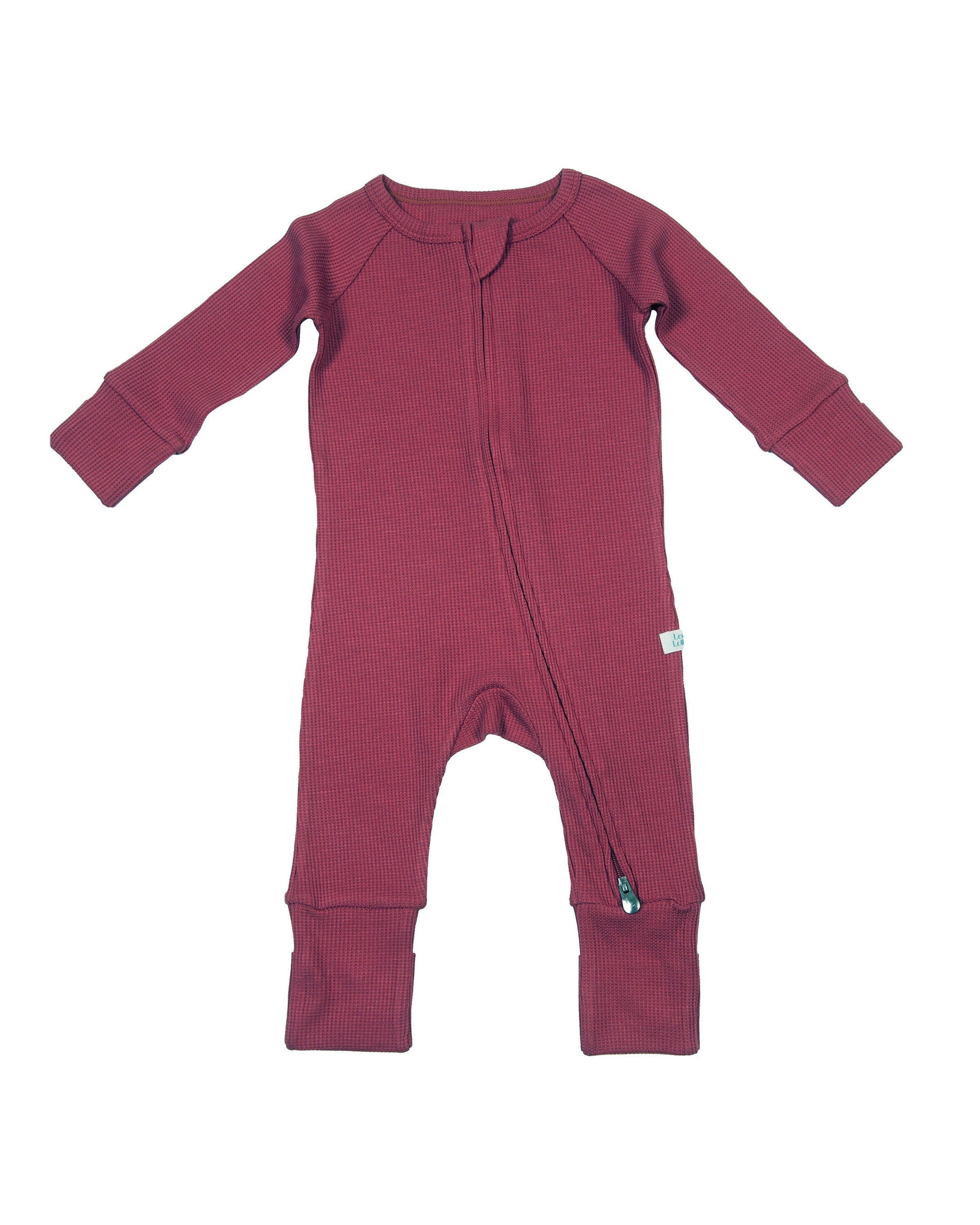 Loulou Lollipop TENCEL baby sleeper footie pajamas in Mauvewood — front view on white background
