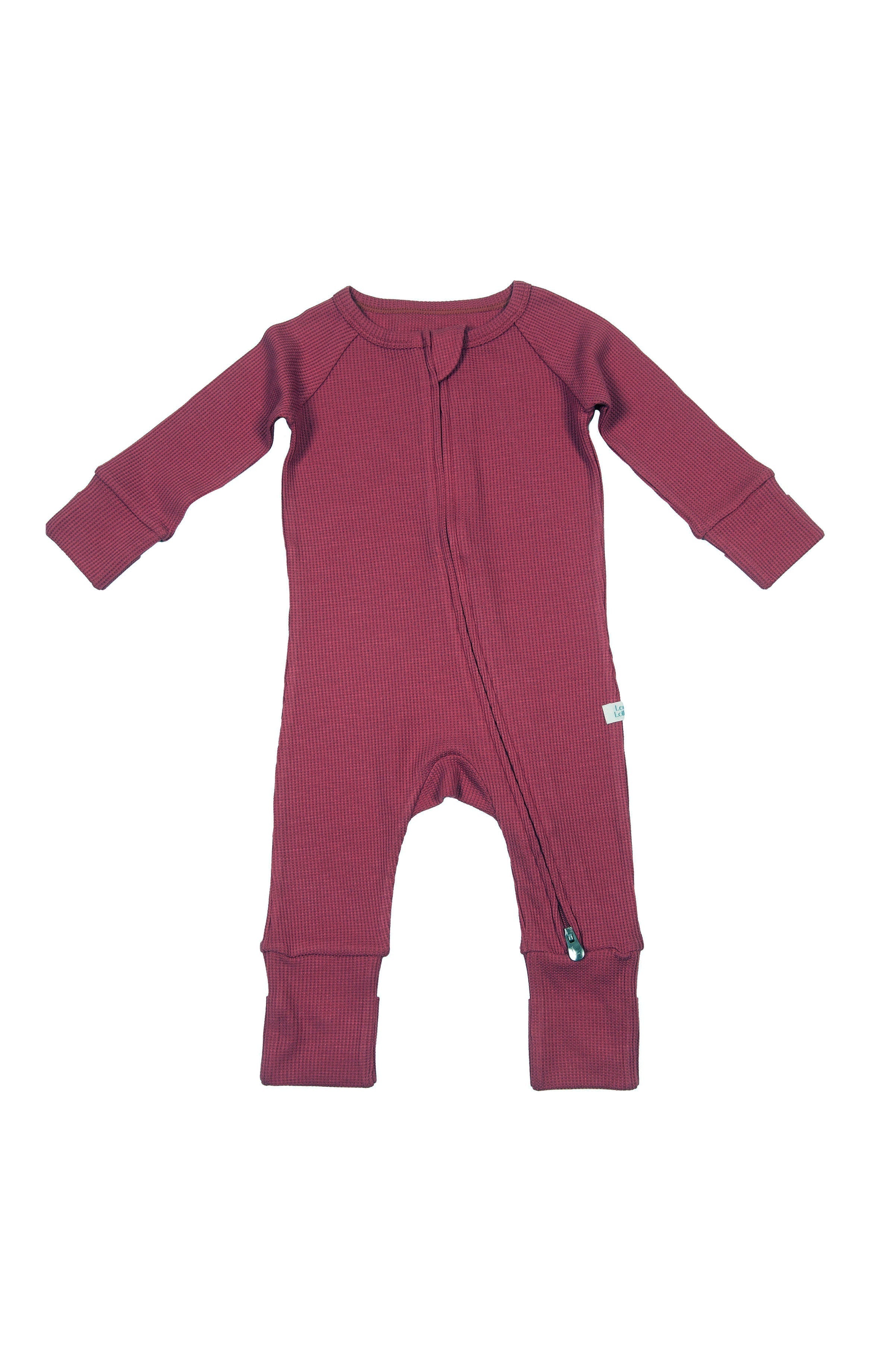 Loulou Lollipop TENCEL baby sleeper footie pajamas in Mauvewood — front view on white background