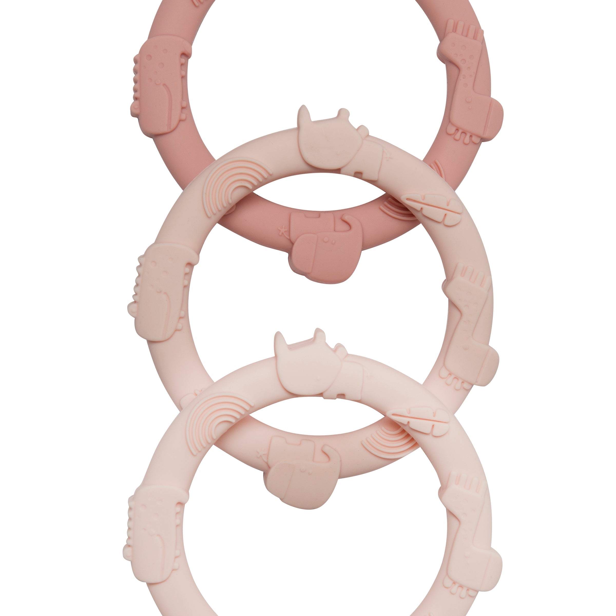 Loulou Lollipop FDA-compliant food-grade silicone teether Pink — front view on white background