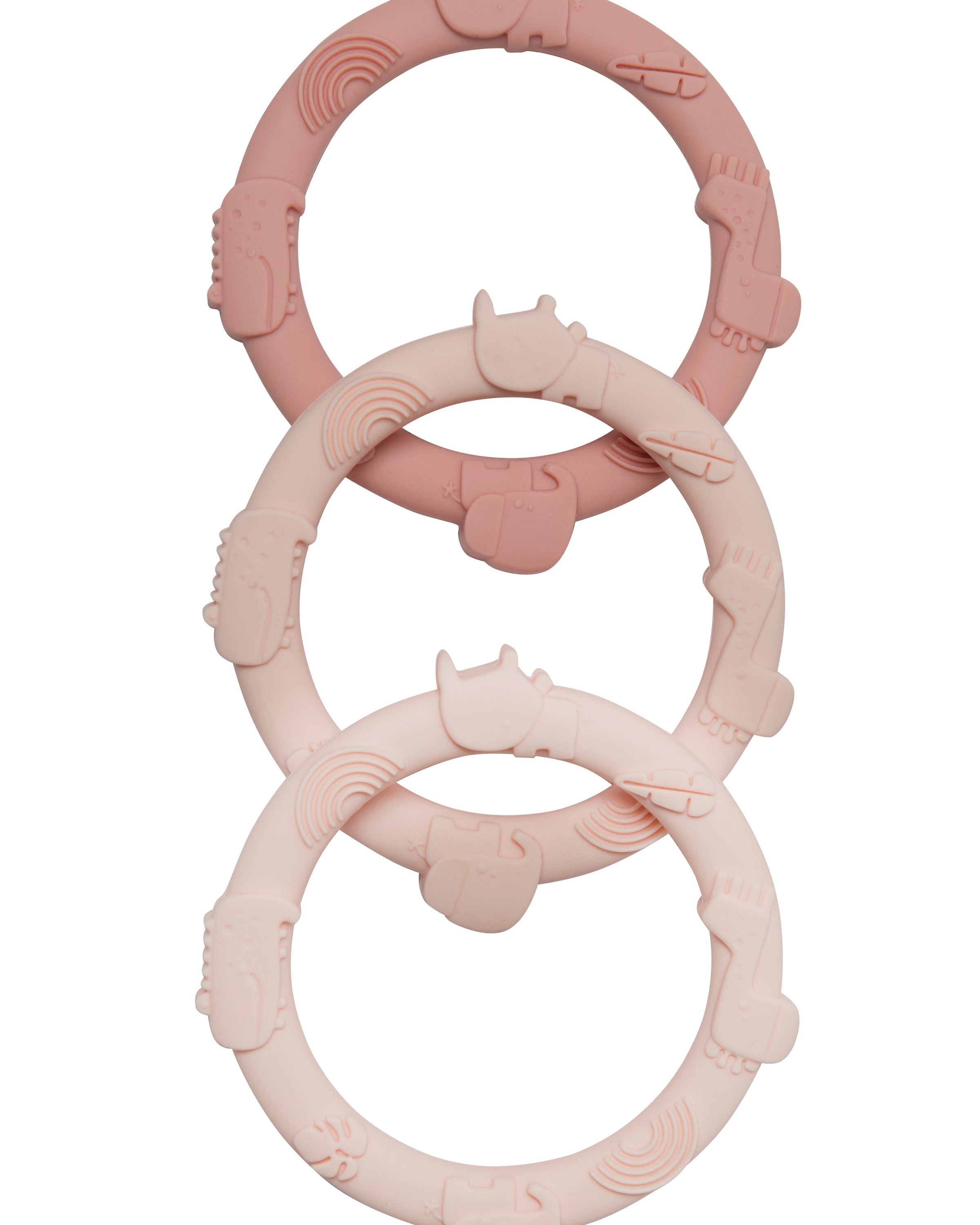 Loulou Lollipop FDA-compliant food-grade silicone teether Pink — front view on white background