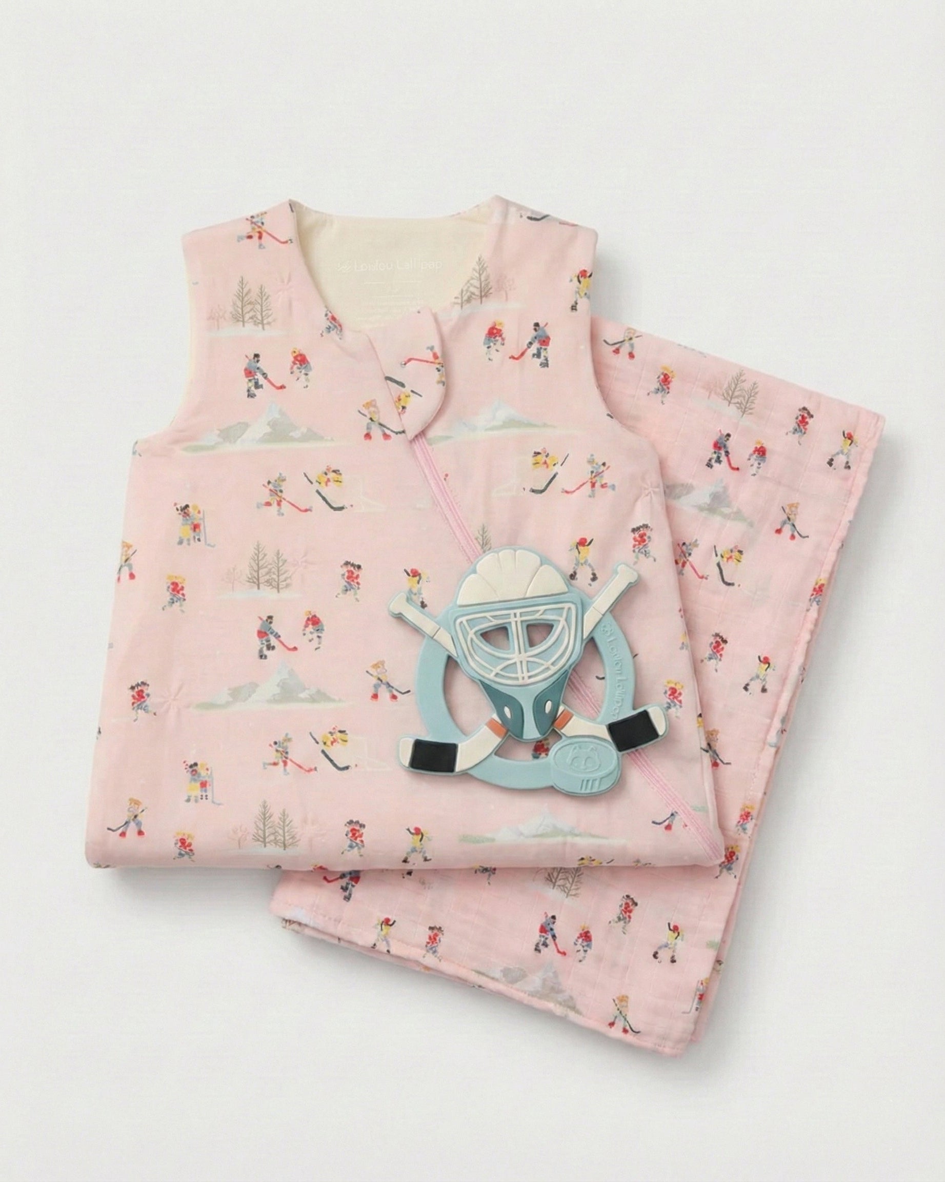 Loulou Lollipop Winter Sports Newborn Bundle in She Shoots She Scores — front view on white background