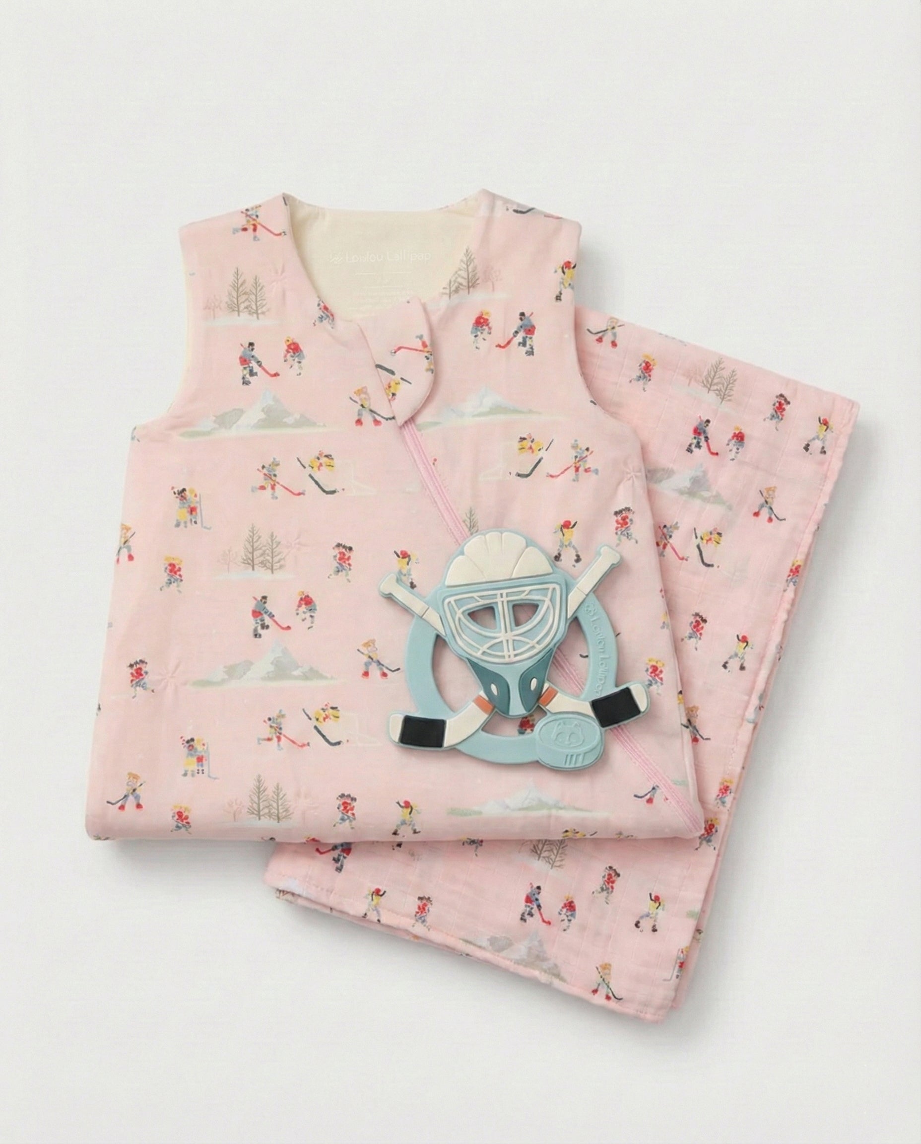 Loulou Lollipop Winter Sports Newborn Bundle in She Shoots She Scores — front view on white background