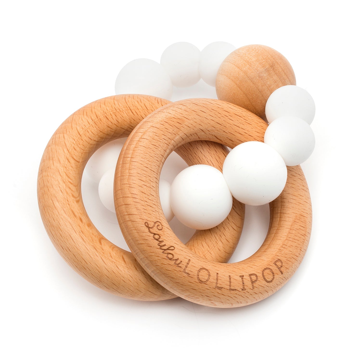 Loulou Lollipop FDA-compliant food-grade silicone teether White — front view on white background