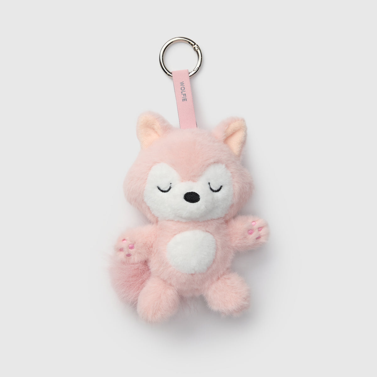 Loulou Lollipop Wolfie Plush Bag Charm in Pink (Limited Edition) — front view on white background