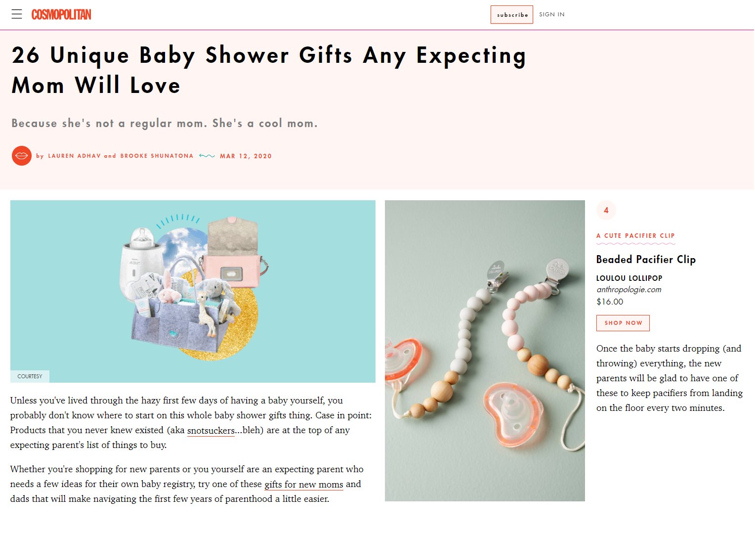 Cosmopolitan's 26 Unique Baby Shower Gift Ideas for New Moms 2020