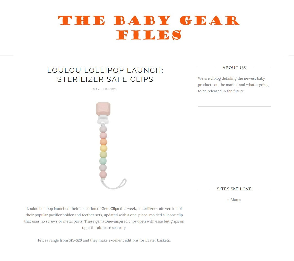 Loulou Lollipop's Launch: Sterilizer Safe Clips