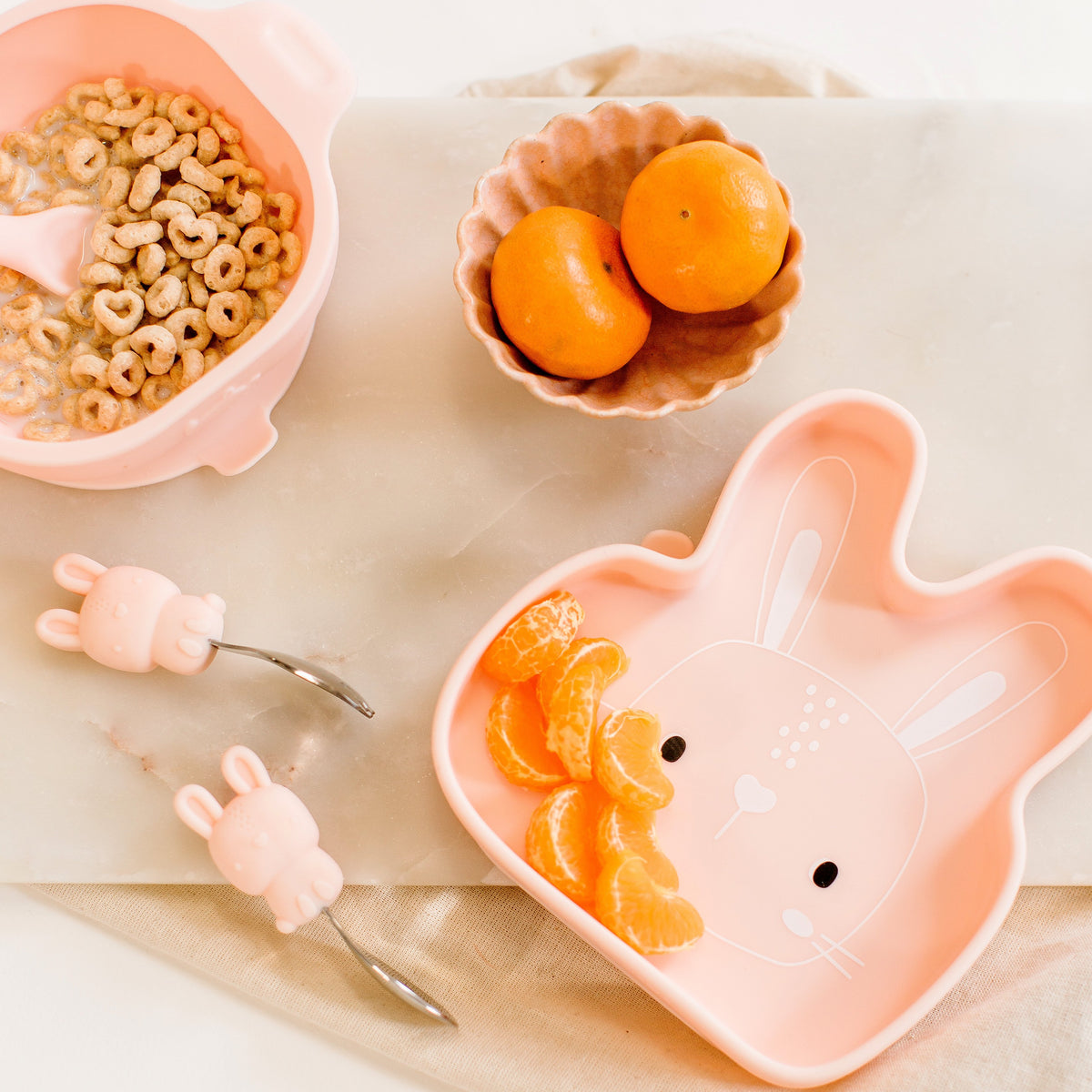 Assiette à Ventouse Koko Kids Lapin En Bambou Naturel - Vaisselle Bébé Anti-Dérapante 350ml