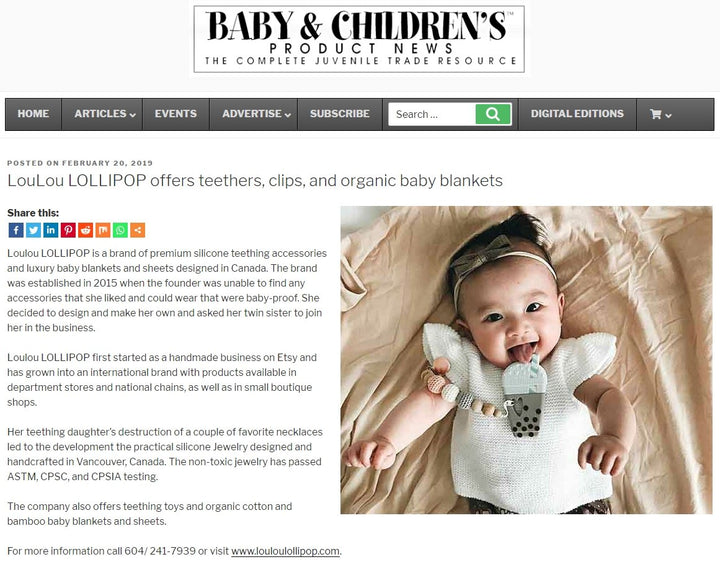 LouLou LOLLIPOP offers teethers, clips, and organic baby blankets