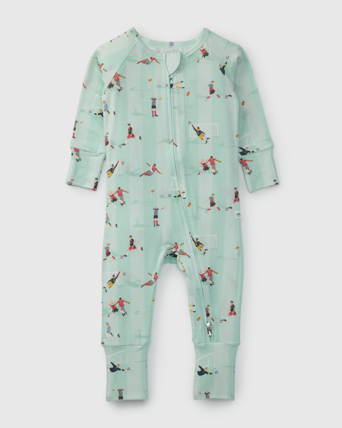 Loulou Lollipop TENCEL™ baby sleeper in The Beautiful Game — front view on white background