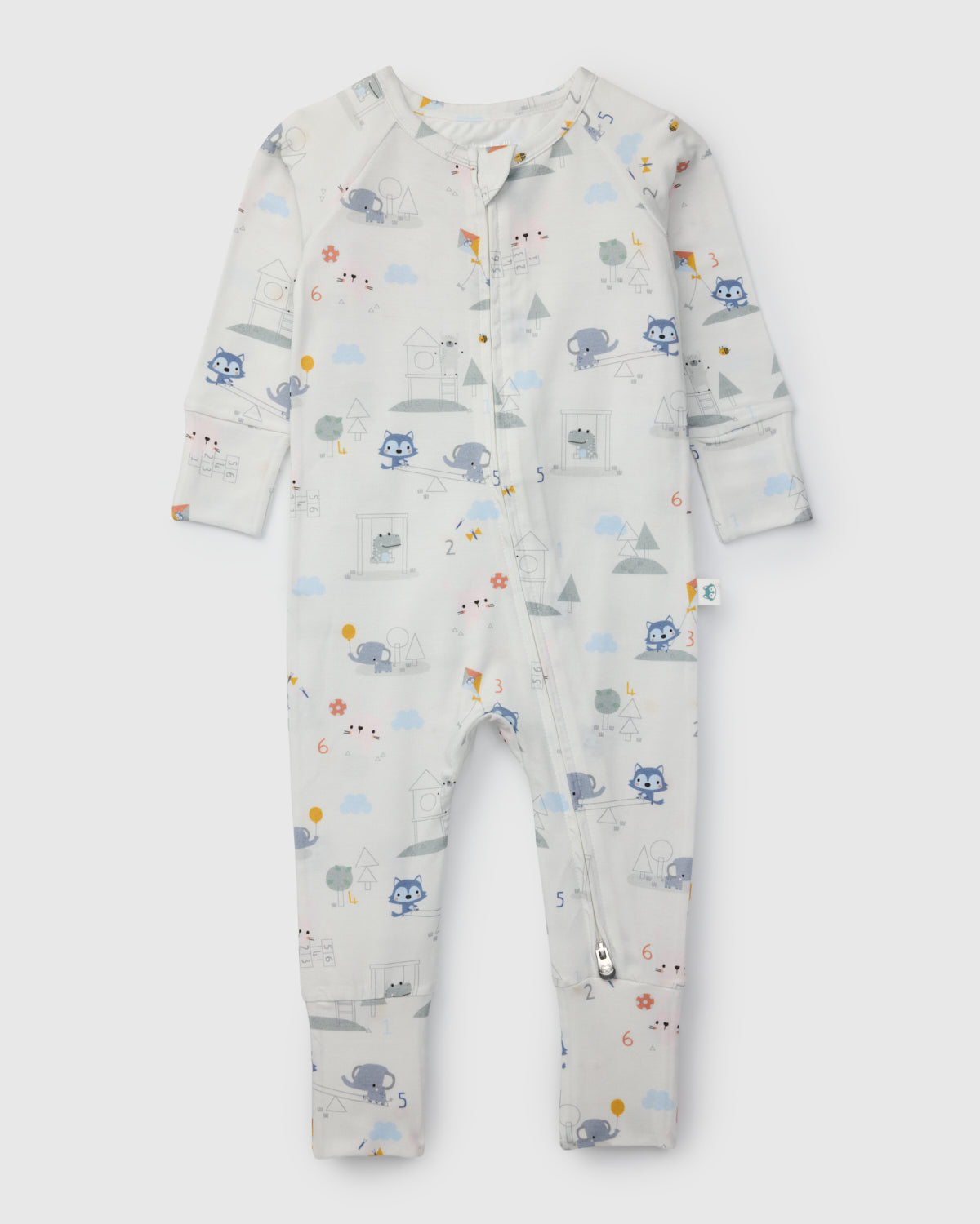 Loulou Lollipop TENCEL™ baby sleeper in Mini Mathletes — front view on white background