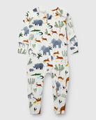 Loulou Lollipop TENCEL baby sleeper footie pajamas in Safari Jungle — front view on white background