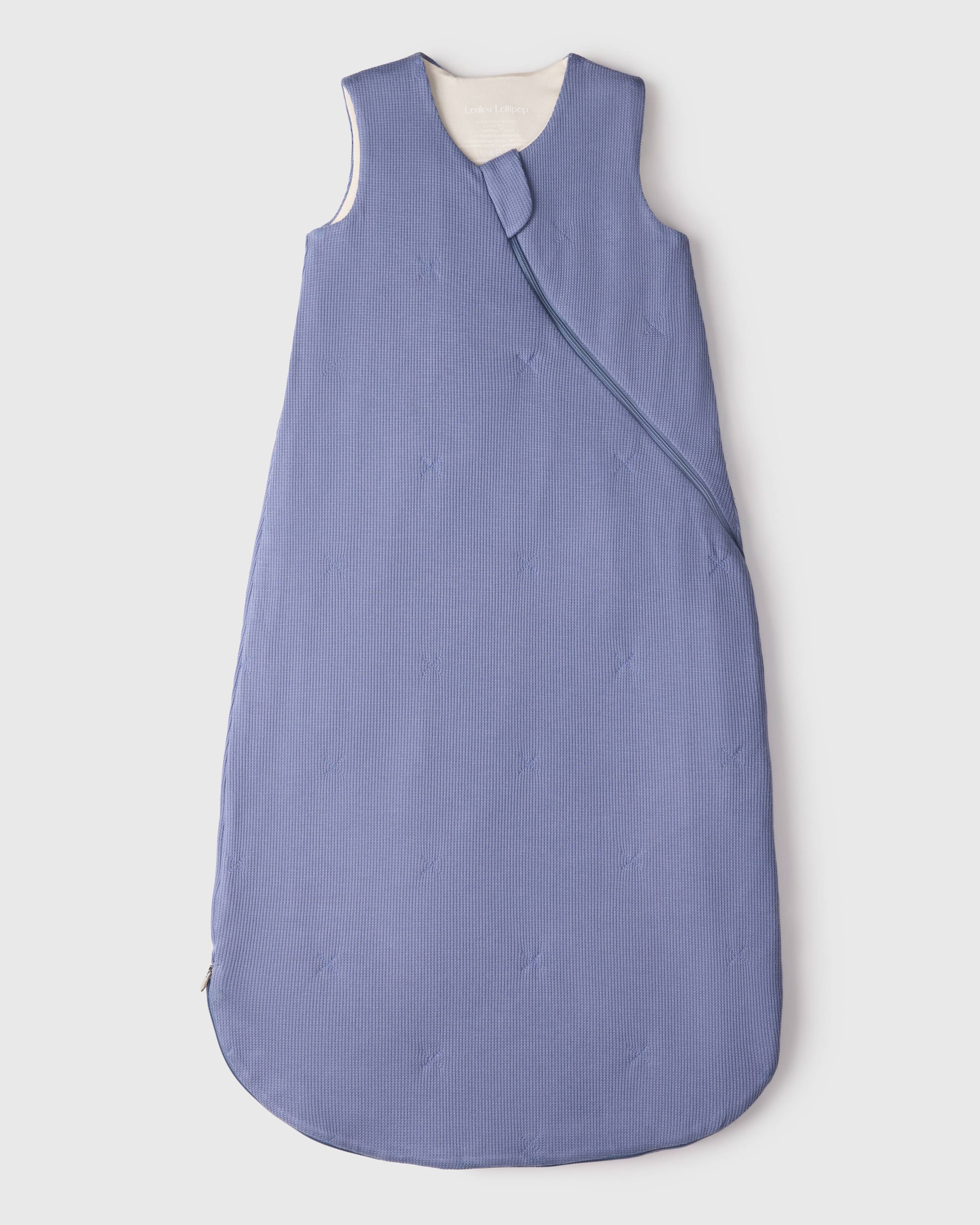 Loulou Lollipop TENCEL™ waffle baby sleep sack 1.0 TOG in Denim Blue — front view on white background