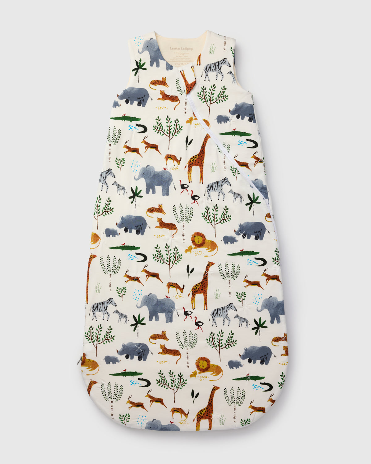 Loulou Lollipop TENCEL™ baby sleep sack 1.0 TOG in Safari Jungle — front view on white background