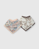 Loulou Lollipop bandana bib set 2-pack in English Garden — front view on white background
