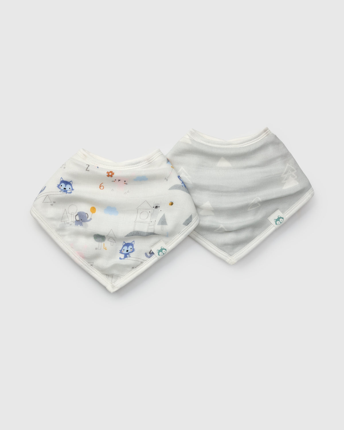 Loulou Lollipop bandana bib set 2-pack in Mini Mathletes — front view on white background