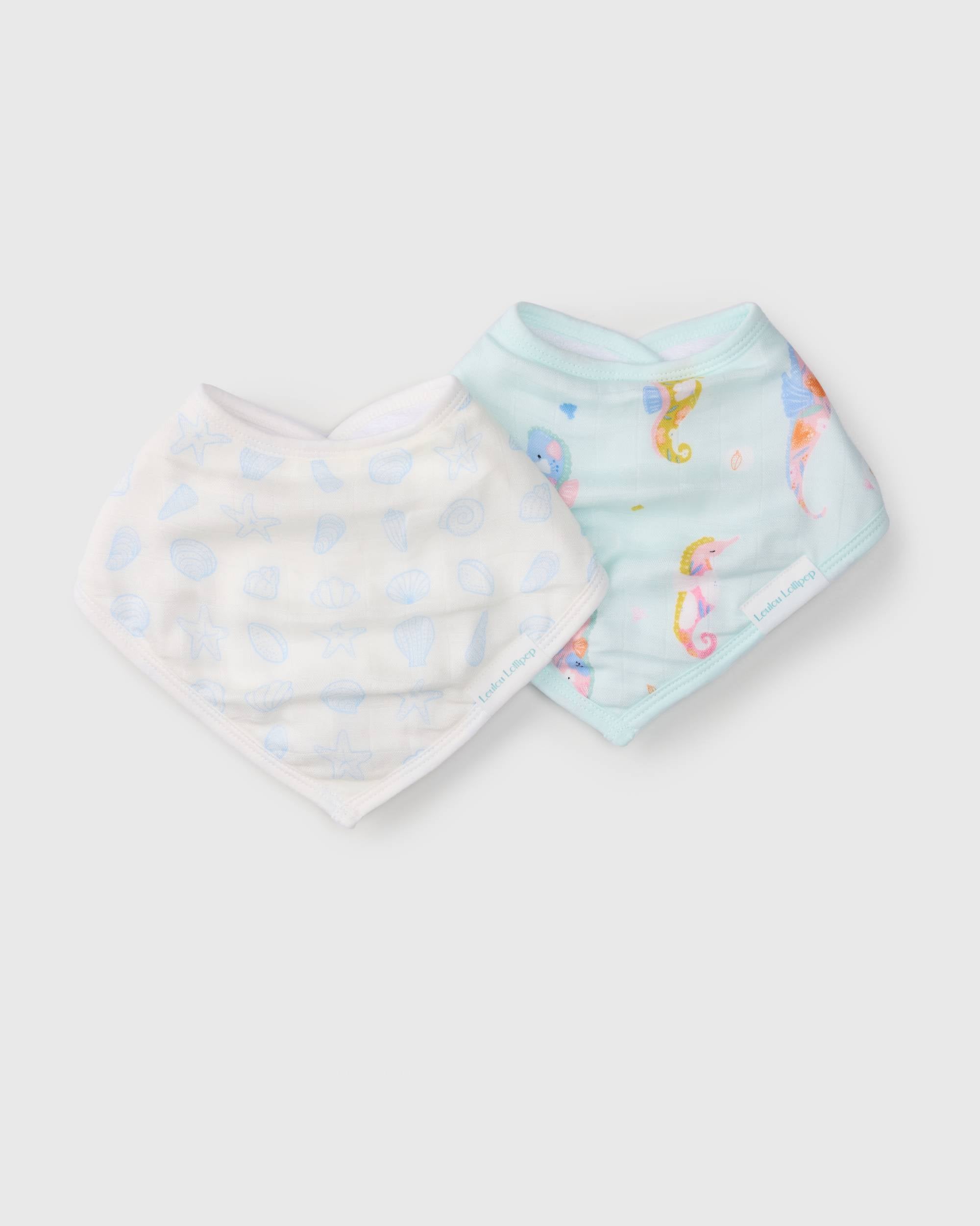 Bandana Bib Set - 2 Pack - Painterly Seahorses