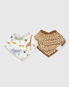 Loulou Lollipop bandana bib set 2-pack in Safari Jungle — front view on white background