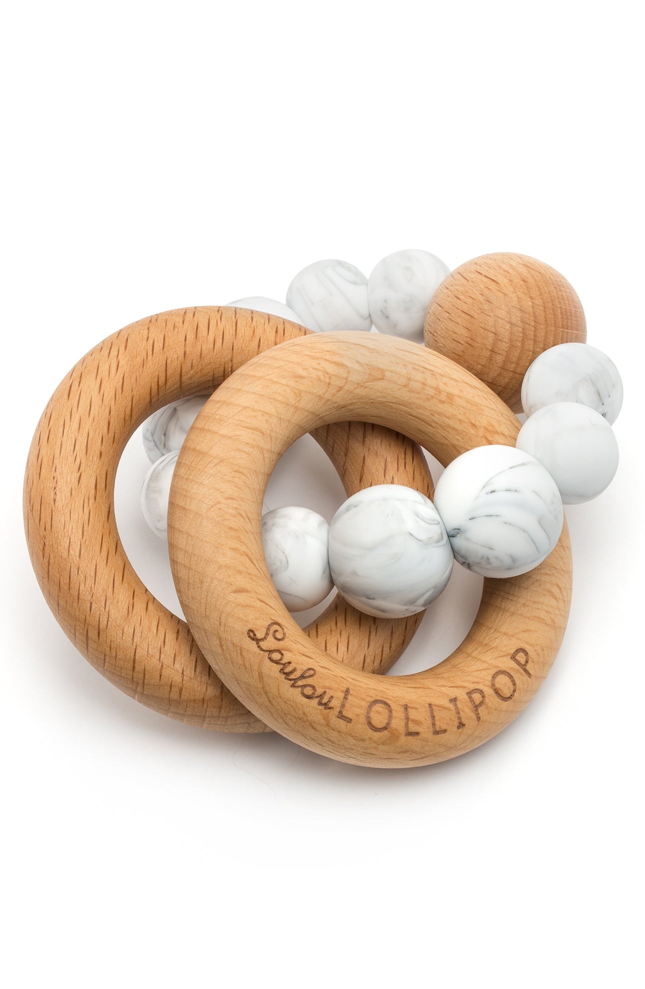 Loulou Lollipop FDA-compliant food-grade silicone teether Marble — front view on white background