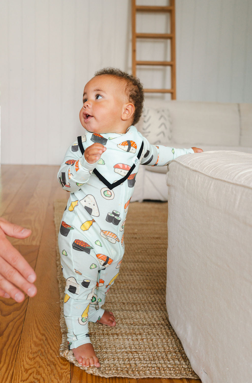 Baby Sleeper in TENCEL Lyocell - Sushi + Bandana Drool Bib