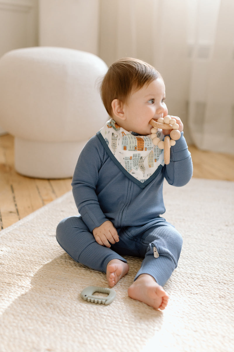 Waffle Baby Sleeper in TENCEL™ - Denim Blue | Loulou Lollipop