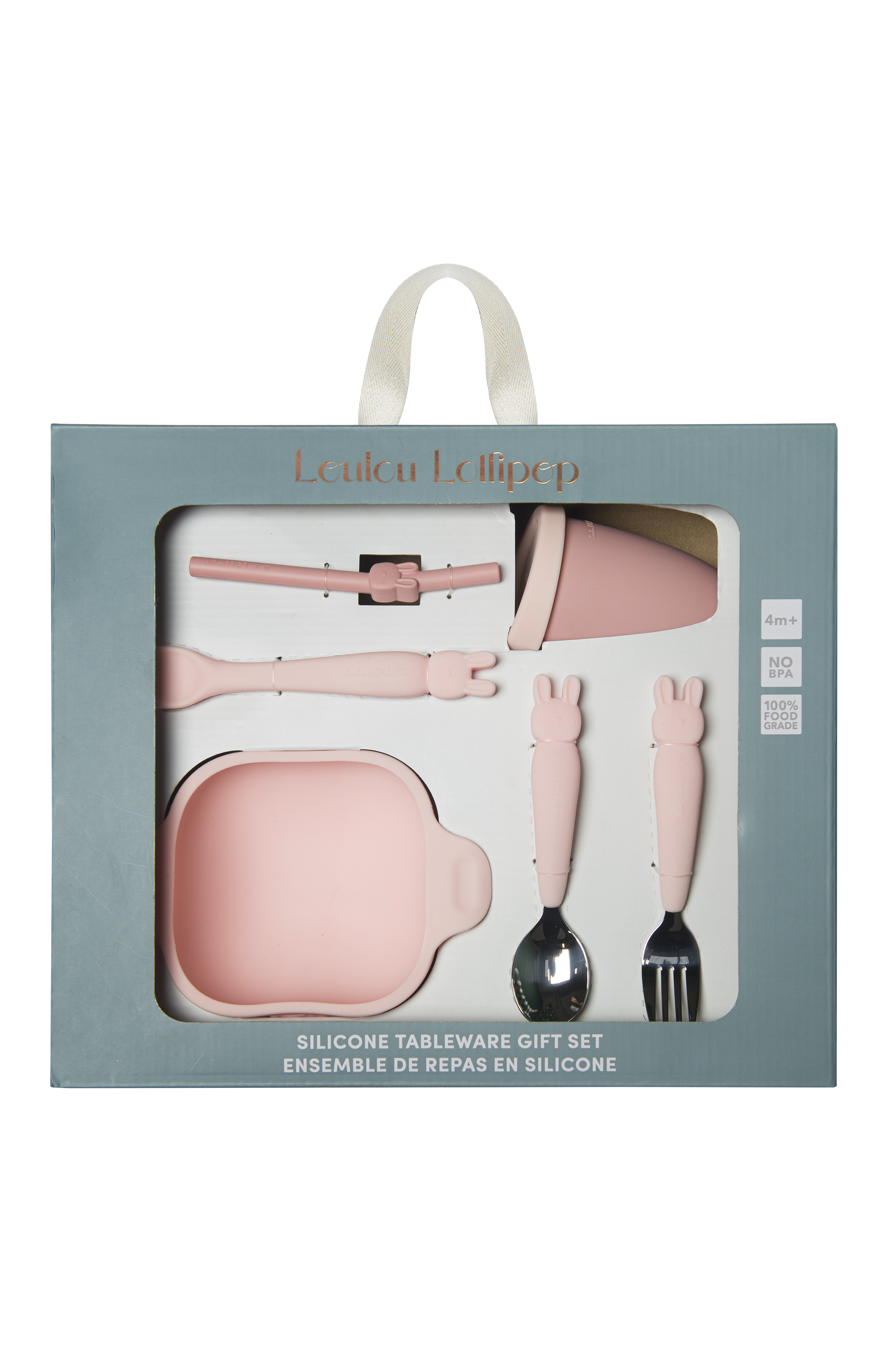 Loulou Lollipop Kid's Tableware Gift Set in Bailey Bunny — front view on white background