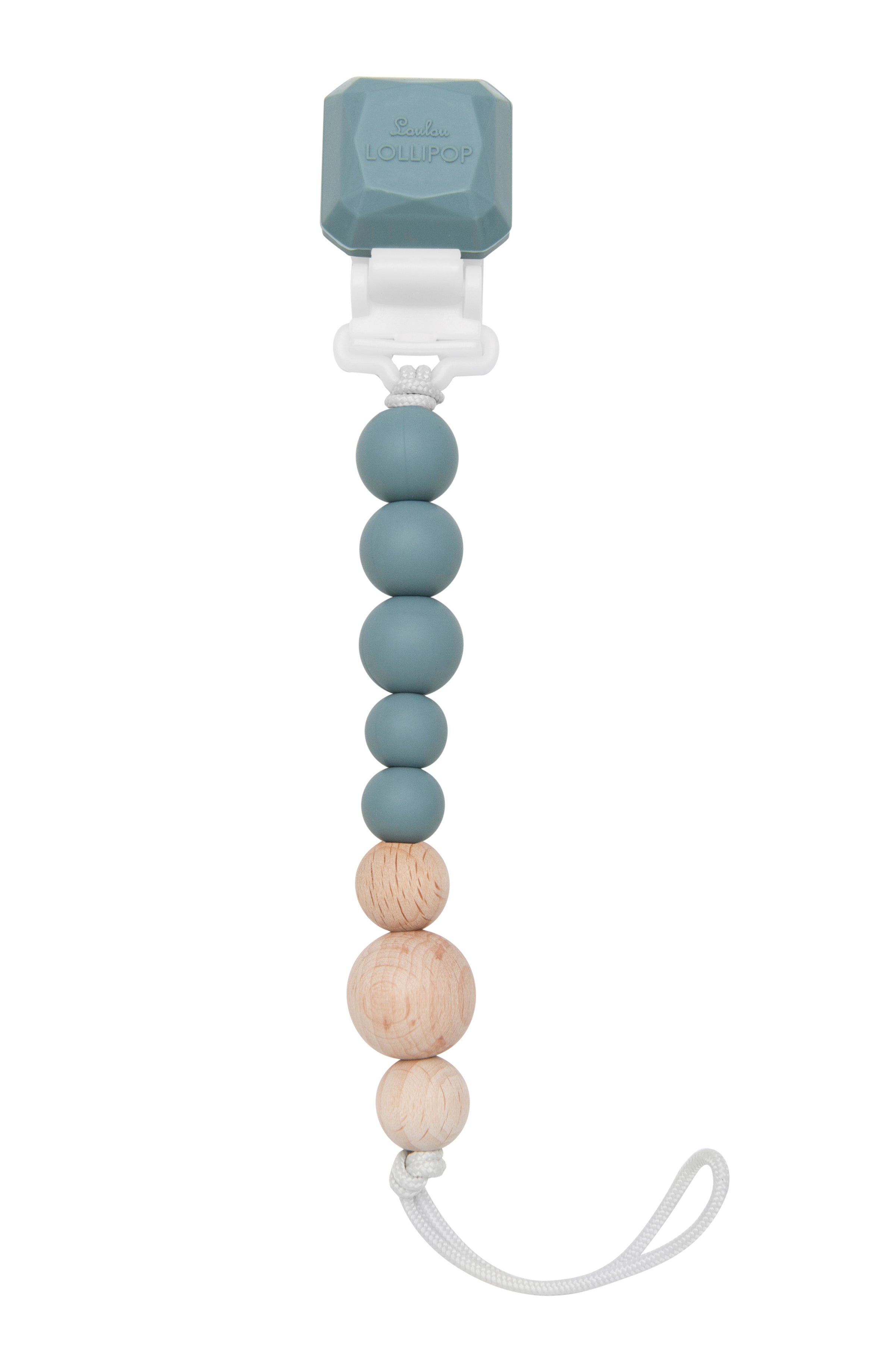 Gem-Colour-Pop-Silicone-&-Wood-Pacifier-Clip-Slate-1