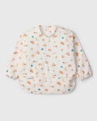 Loulou Lollipop Long Sleeve Bib in French Breakfast — front view on white background