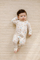 Loulou Lollipop TENCEL baby sleeper footie pajamas in French Breakfast — front view on white background