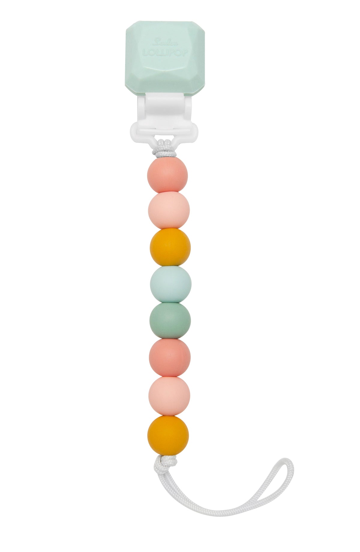 Loulou Lollipop Gem Lolli Pacifier Clip in Rainbow — front view on white background