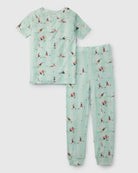 Loulou Lollipop Short Sleeve Long Pants Pajama Set in The Beautiful Game — front view on white background