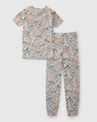 Loulou Lollipop Short Sleeve Long Pants Pajama Set in English Garden — front view on white background