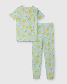 Loulou Lollipop Short Sleeve Long Pants Pajama Set in Lemon Squeezy — front view on white background