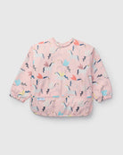 Loulou Lollipop Long Sleeve Bib in Unicorn Ballet — front view on white background
