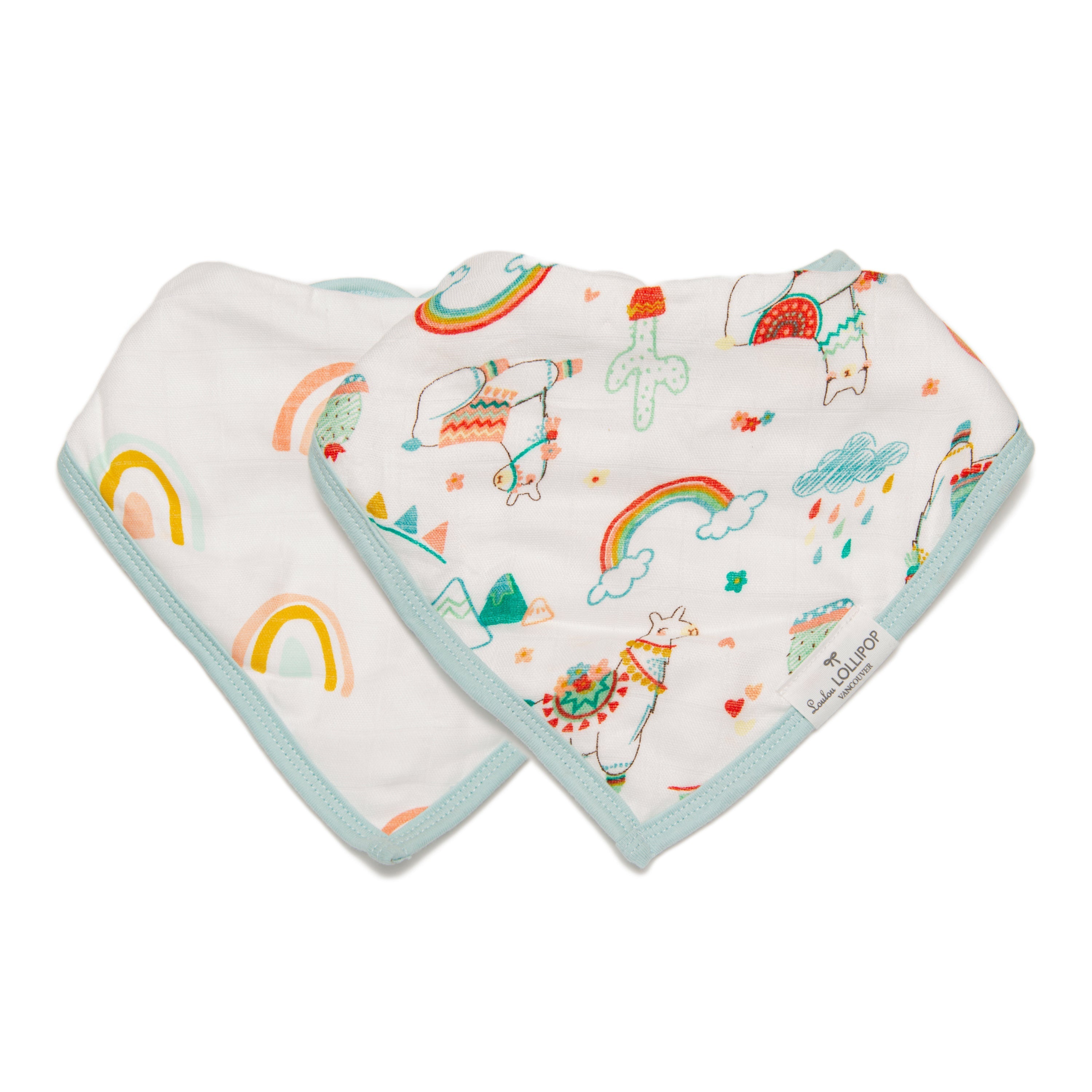 Bandana-Bib-Set-2-Pack-Llama/Rainbow-3