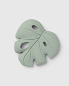 Loulou Lollipop FDA-compliant food-grade silicone teether Monstera Seafoam — front view on white background