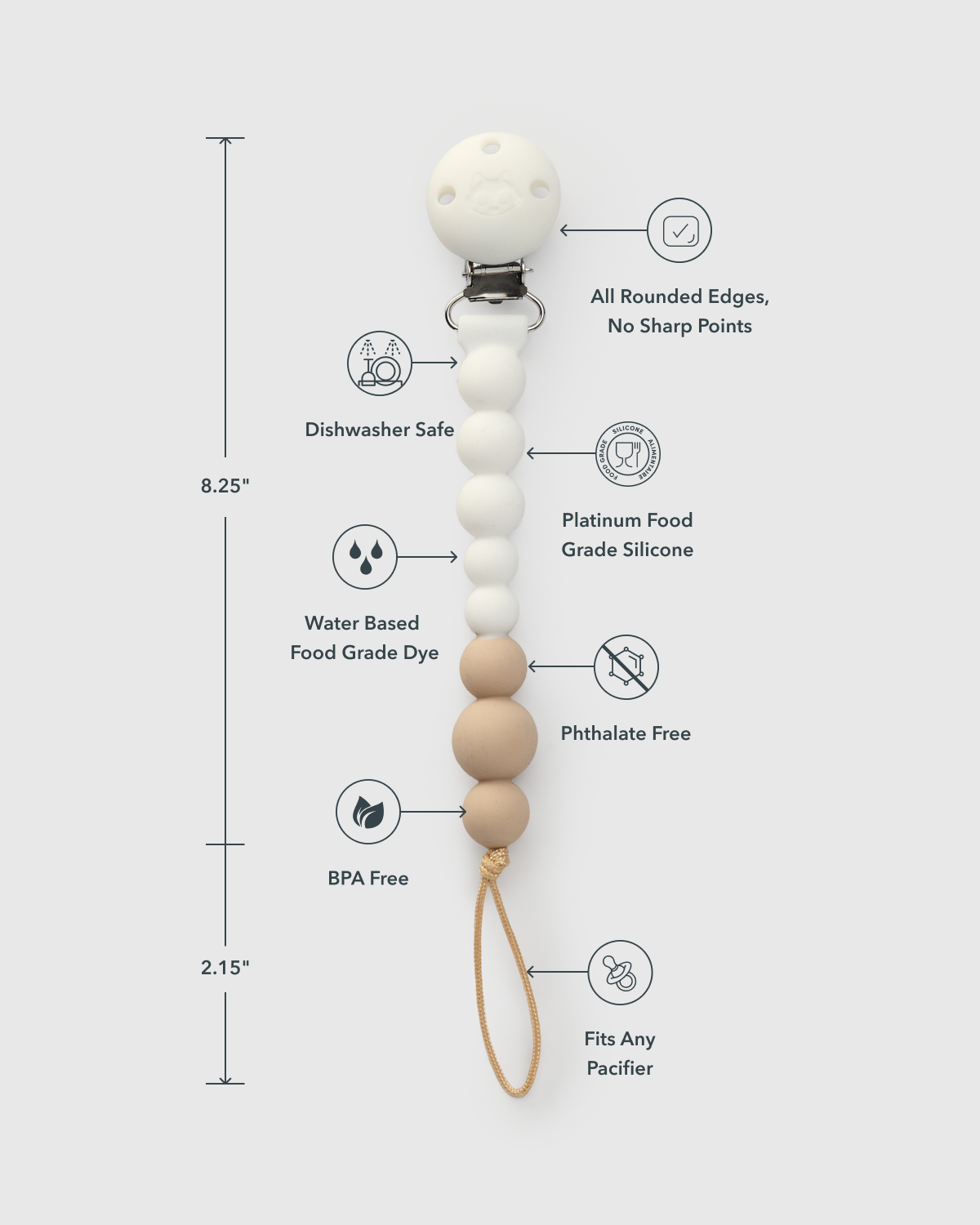OneC™ Silicone Pacifier Clip - White | Loulou Lollipop – LOULOU