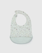 Loulou Lollipop FDA-compliant food-grade silicone baby bib in Hedgehog Forest — front view on white background