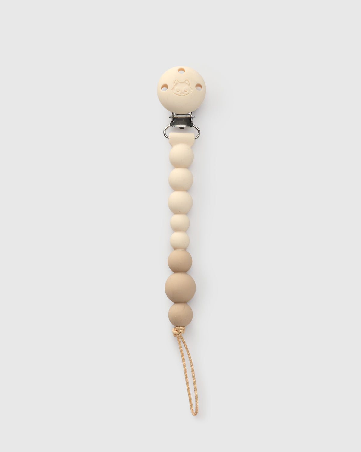 Loulou Lollipop CPSC-certified FDA compliant OneC™ Silicone Pacifier Clip in Coconut Milk - Front View on White Background